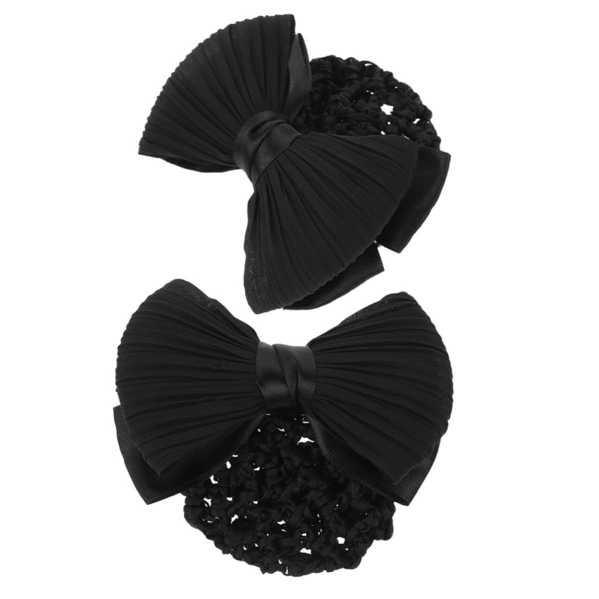 Elegant Bowknot Hair Bun Cover Black Cloth Material 2pcs Hair Net to Enhance Professional Image for Professional Women for Work Uniforms