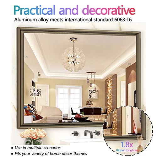 Vosuja 40 X 30 Inch Bathroom Mirrors For Wall, Bronze Wall Mirror For Bathroom, Rectangular Bathroom Mirrors With Non-Rusting Aluminum Alloy Metal Frame (Horizontal/Vertical) #TOP4