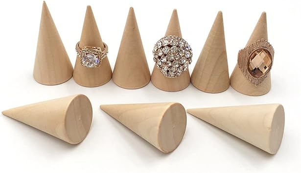 HBJWOV Creative Solid Wood Cone Display Stand RingJewelry Storage Cabinet Shooting Props Factory Wholesale