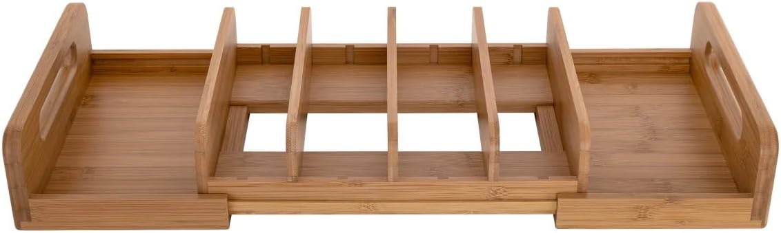 Seville Classics Expandable Cabinet Organizer, Brown Bamboo, 12.83" x 22.5" x 3.23" H