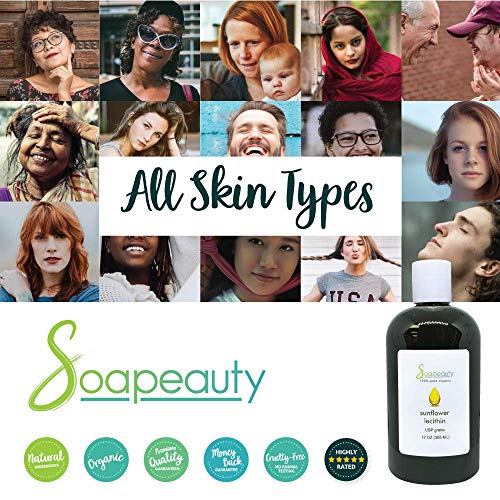 Sunflower Lecithin Liquid Oil | Cold Pressed Unrefined | Usp Grade Unbleached 100% Pure Natural Sunflower Lecithin Oil | Skin Moisturizer, Soap Making, Lotion | Sizes 4Oz To 1 Gallon | (8 Oz) #TOP3