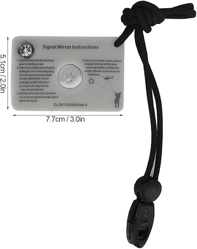 Miniatura 2 de Dilwe Espejo al aire libre, cristal reflector multifunción con cordón para acampar al aire libre, supervivencia, emergencia