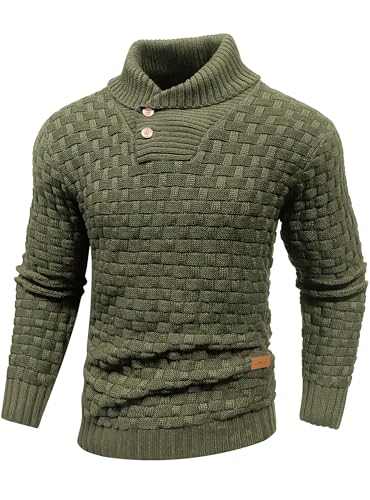 Arcciit Mens Casual Pullover Fall Winter Turtleneck Cable Knit v
