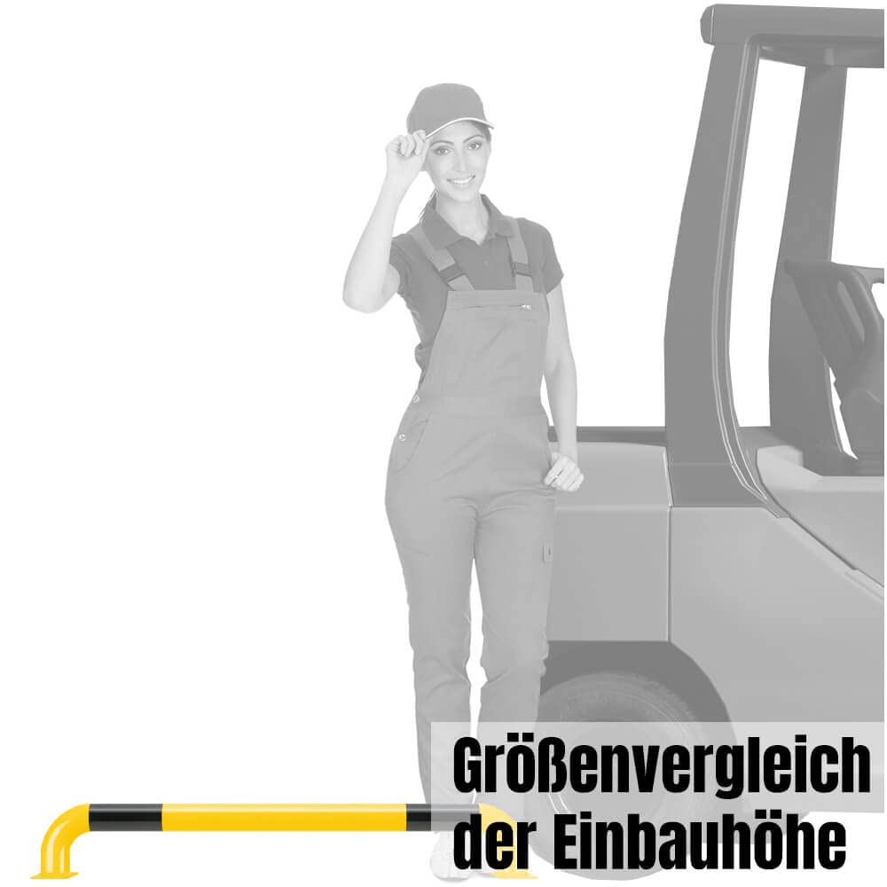 ROBUSTO Rammschutzbügel ECO, gelb/schwarz, aufdübeln, Stahl, Ø 6 cm, 100x 15 cm, Art.-Nr. 71097 | Rammschutzbügel | Rammschutz | Wandschutzbügel