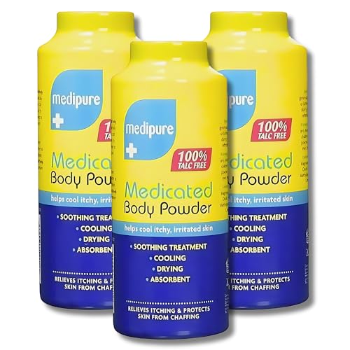 Medipure Medicated Body and Baby Powder - 100% Talc-Free Skin Protection and Soothing Relief 3 Pack - Gentle All-Natural Formula for All-Ages Care Ideal for Sensitive Skin