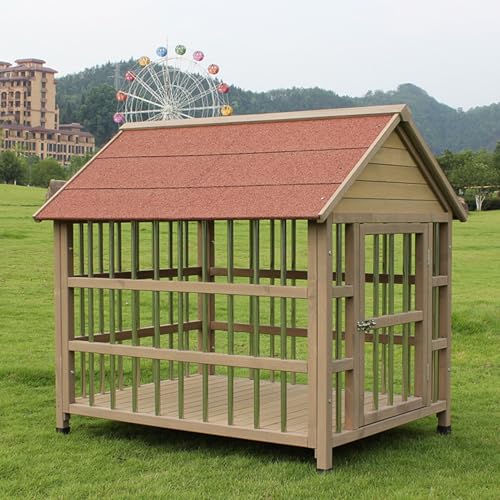 ドッグハウス 大型犬 屋外 木製 【高床式&通気性】防水 犬小屋 耐候性 すのこ付き メタルフット調整可能 ベランダ 庭園 簡単設置 滑り止め 夏 涼しい ペットの快適空間を提供 ラブラドール ゴールデンレトリーバー対応