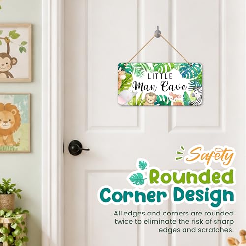 Image of Woodland Nursery Room Decor for Baby Bedroom | Jungle Safari Animal Theme Little Man Cave Sign Wall Decor for Boy- 6 inchx12 inch -A09