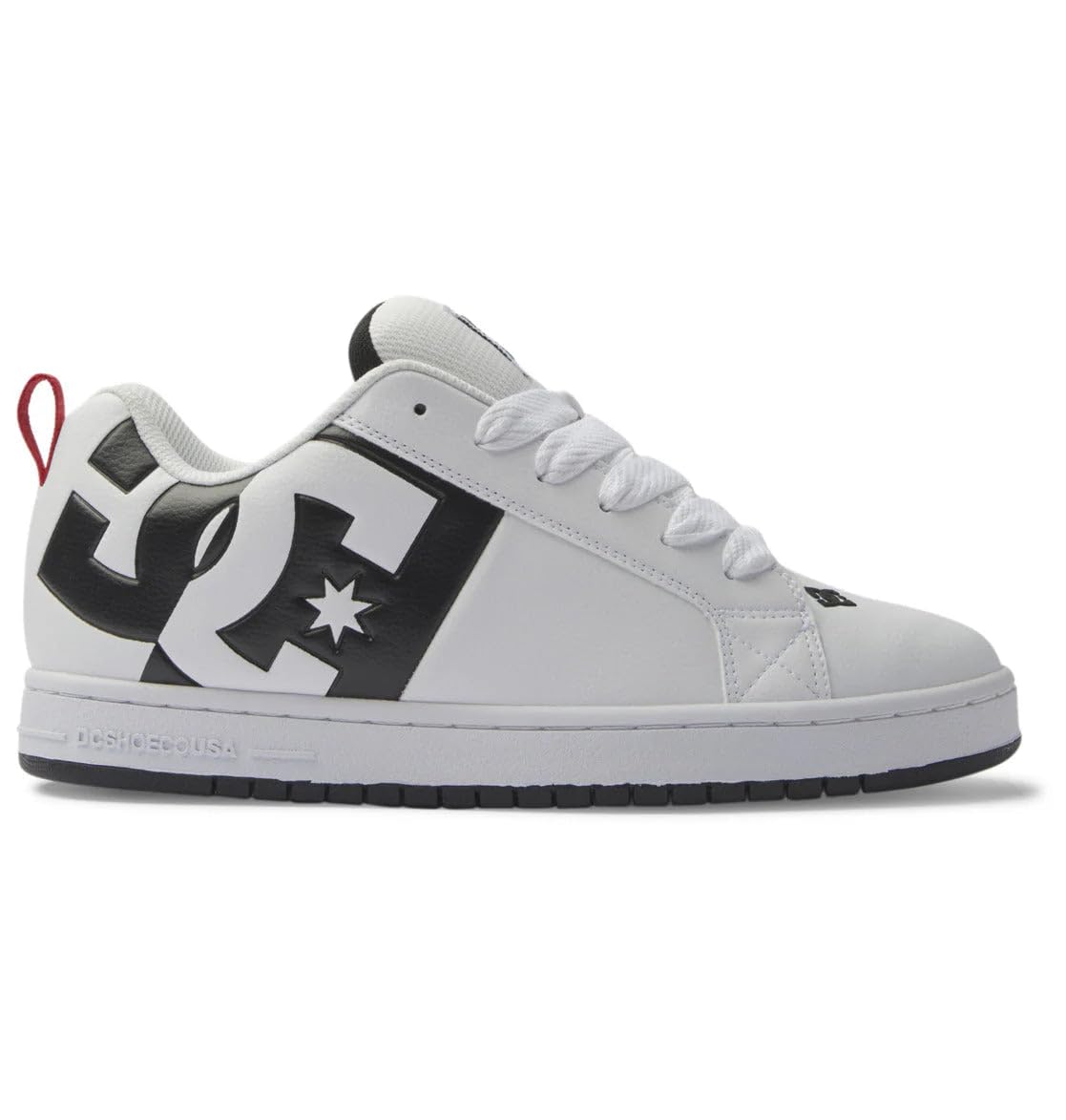 DC Men's Court Graffik SQ Low Top Casual Skate Shoe, White/Black/Black, 8