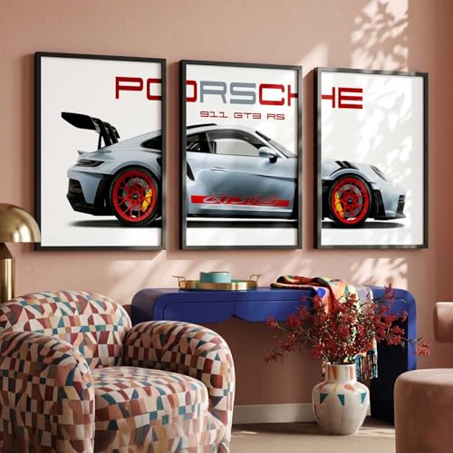 Image of kotart Big Sports Car Framed Posters Gift Items for Boys Room Wall Decoration Bedroom Living Room Office Studio Decor | Car Poster Frame for Wall Decor Set Of 3 Size (19 X 25 inch)