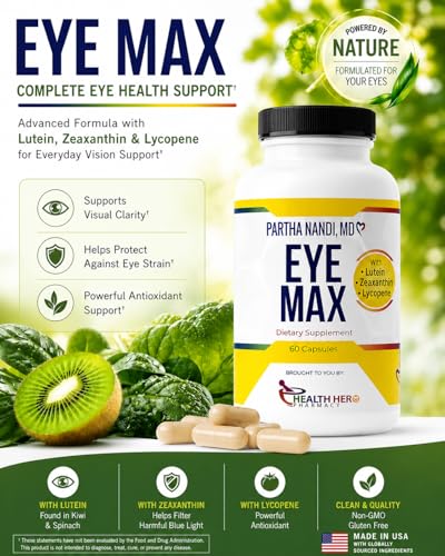 Image of Dr. Nandi Eye Max - Lutein, Zeaxanthin & Lycopene - Vision & Macular Health Support - 60 Capsules