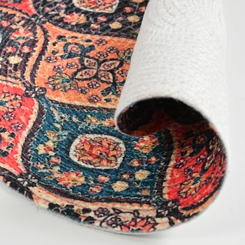 Image of LaVichitra Cotton Table Placemat | Dining Table Mat | Bed Side Table Mat | Cotton Round Shape Placemats | Washable PlaceMat for Shelves & Plant Pots - Pack of 6, Bohemian Ogee