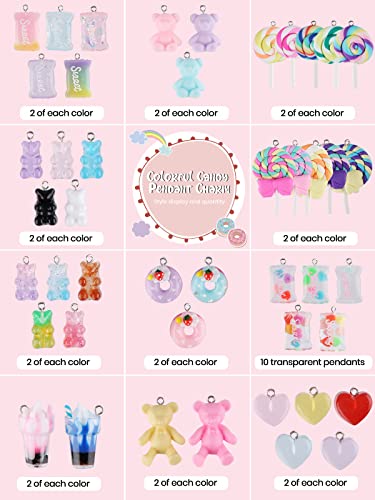 Kalolary 90Pcs Candy Pendant Charms Colorful Polymer Clay Sweet Lollipop Charms Bear Charm Cute Ice Cream Pendant Ornaments For Women Girls Necklace Bracelet Diy Jewelry Craft Making #TOP2
