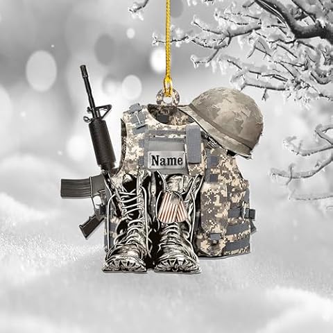 Riveprints Army Military Uniform Boots Hat Christmas Ornament Cover