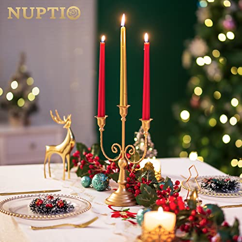 NUPTIO Candlestick Holders Candelabras Gold Candle Stick Stands 2 Pcs Metal Candelabra Centerpieces Candlestick Holders for Tapered Candles Wedding Birthday Party Dining Table Christmas Decoration 11" by NUPTIO - Image 5