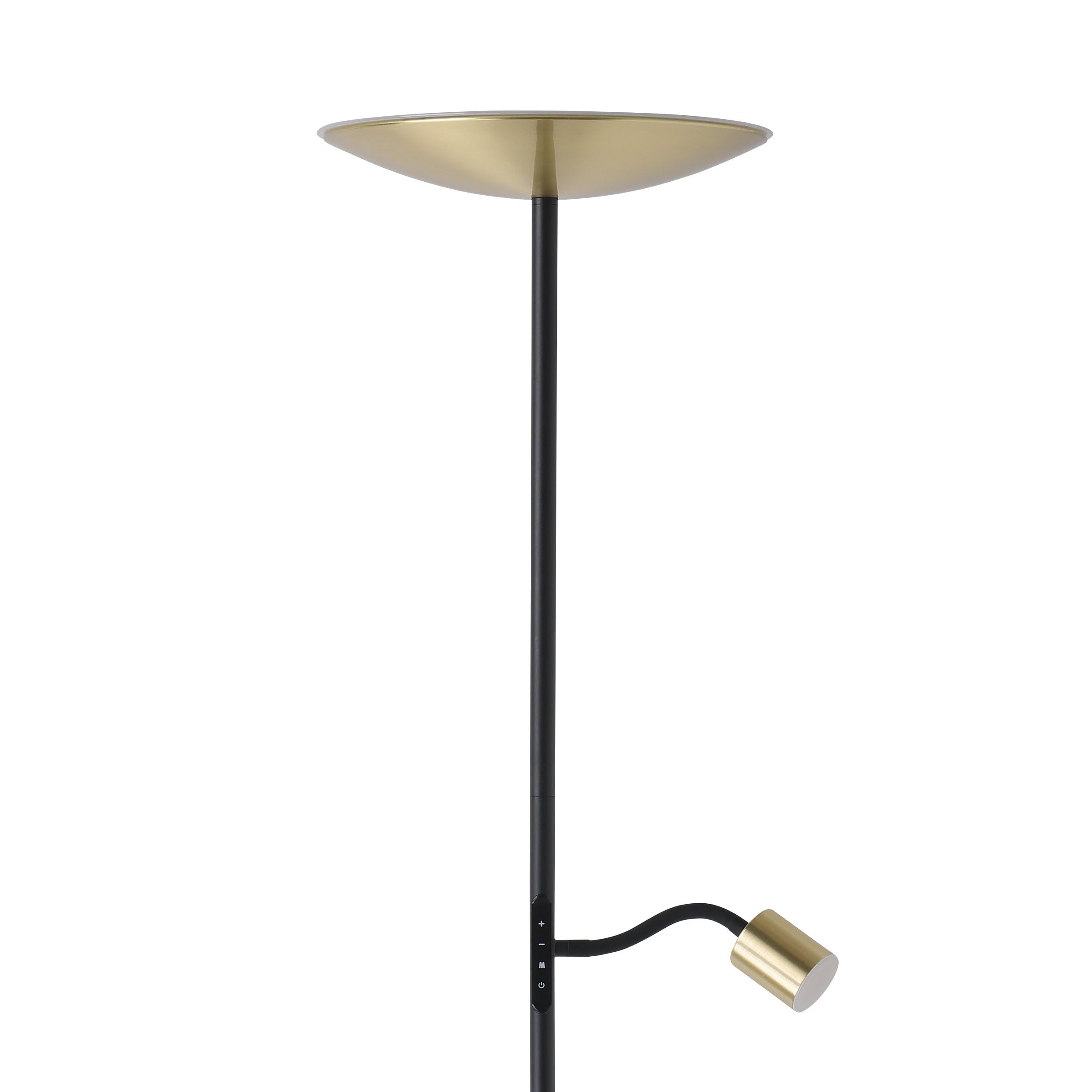 EGLO LED Stehlampe Conivarino, Lampe Wohnzimmer | Deckenfluter mit flexibler Leselampe, Standleuchte touch dimmbar, Stahl in Messing-gebürstet, warmweiß, 170 cm