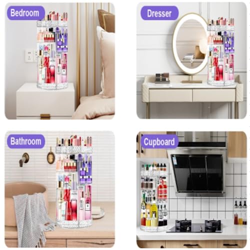 360 Rotating Makeup Organizers Perfume Holder Detachable Installation And Adjustable Height Of Each Layer Diy Placement Of Different Daily Necessities Large Capacity Cosmetic Display Case, Clear #TOP1