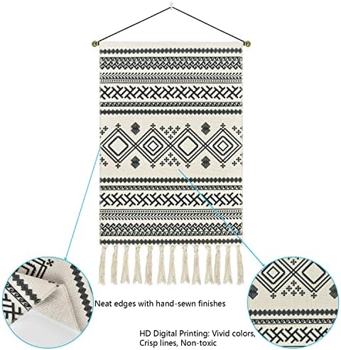 Yugarlibi 2 Pack Macrame Wall Hangings, White Mandala Geometric Small Tapestries with Tassels, Bohemian Wall Tapestry for Bedroom Living room, 35x50 cm