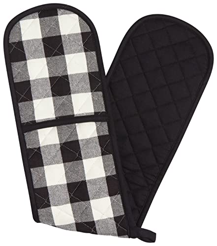 Now Designs Double Chef Oven Mitt, W7.5 X L36In, Black Buffalo Check #TOP25