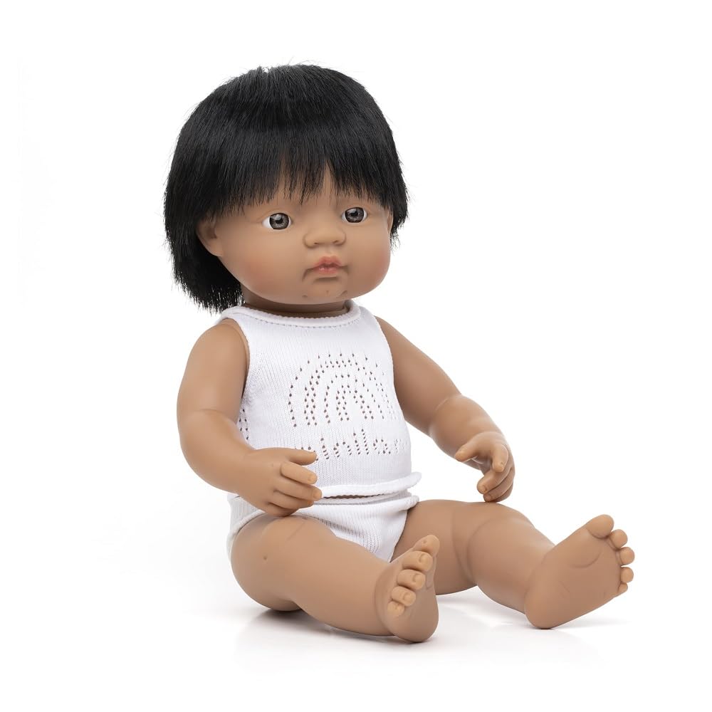 Miniland Baby Hispanic 38cm Soft Vinyl Scented Body Made in Spain | Reborn Baby Doll | Reborn Baby Doll | Soft Toys for Girls | Realistic Dolls for Girls | Resilient Flexible & Anatomically Correct