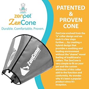 ZenPet Pet Recovery Cone E-Collar for Dogs and Cats – Always Use with Your Pet’s Everyday Collar – Comfortable Soft Collar is Adjustable for a Secure and Custom Fit (Large)