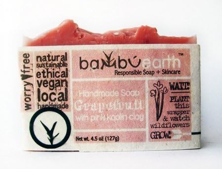 BambuEarth 4.5oz Handmade Soap Bars in Plantable Packaging - PINK GRAPEFRUIT