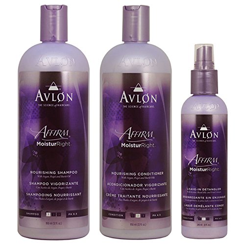 Avlon Affirm Moistur Right Nourishing Shampoo + Conditioner 32oz + Leave in Detangler 8oz