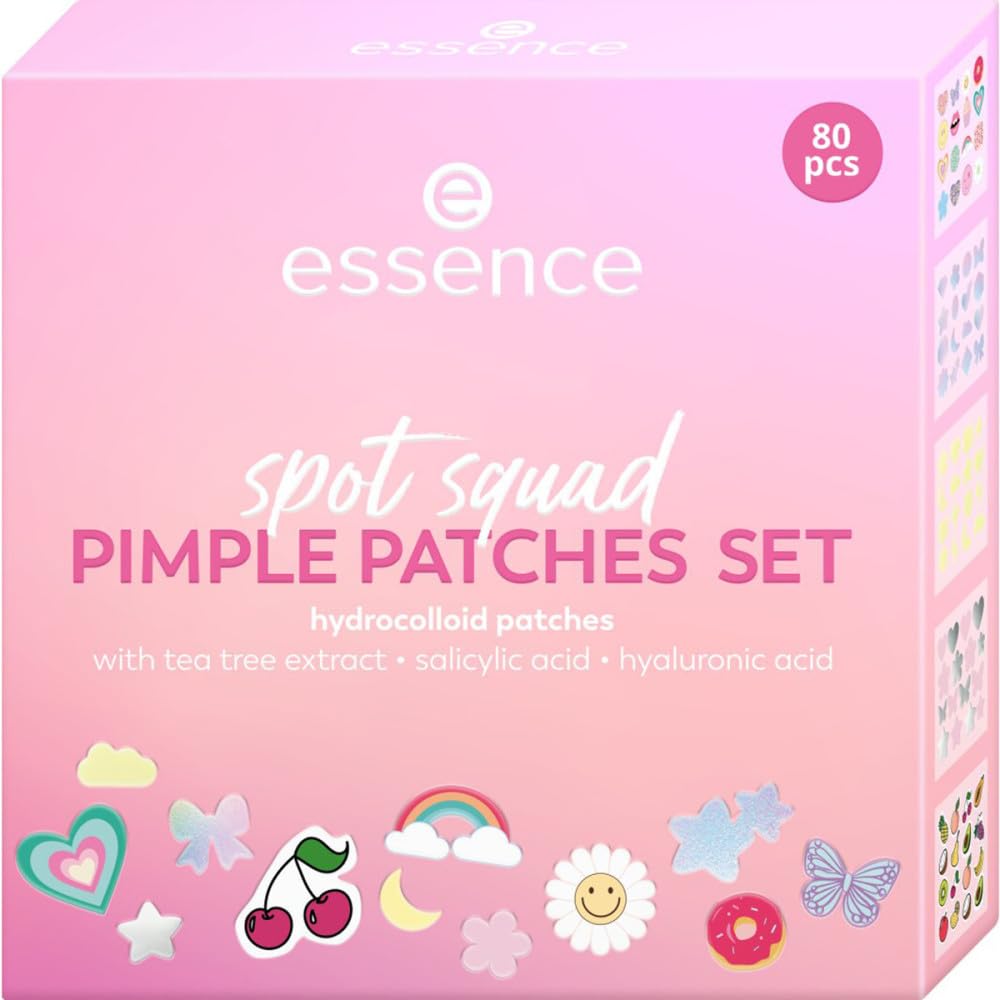 essence Plasterki na niedoskonałości spot squad PIMPLE PATCHES, ochrona, naturalny, intensywny kolor, holograficzny (80pcs)