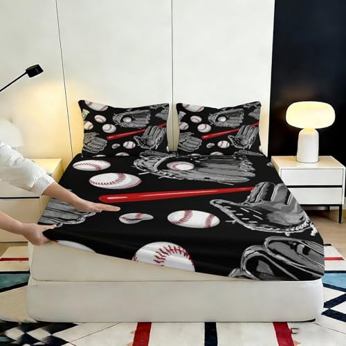 Drap-Housse Baseball 90x200cm en microfibre douce imprimé 3D