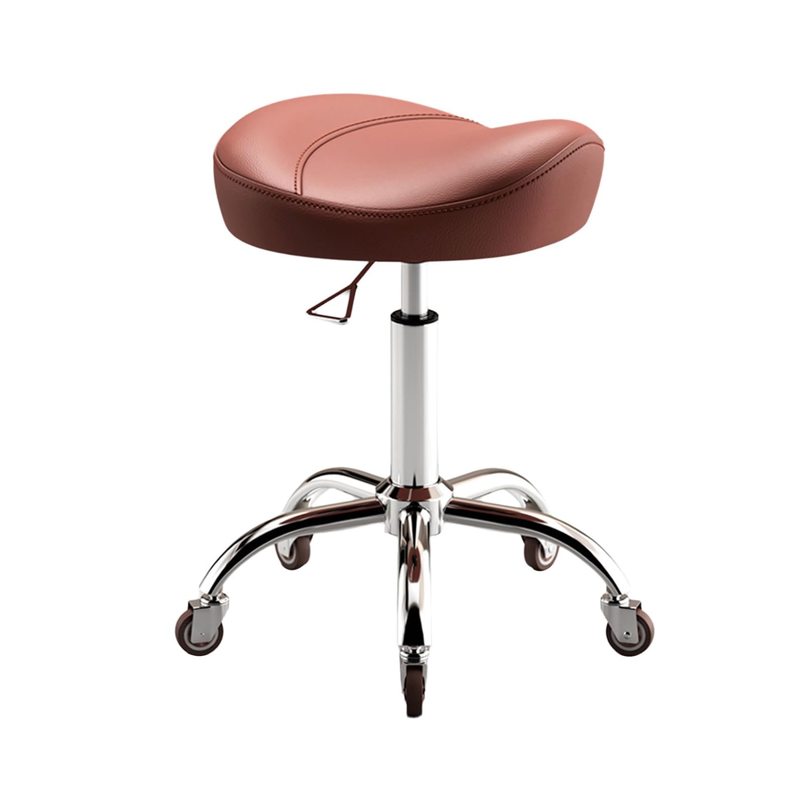 Taburetes con Ruedas de Peluqueria Profesional Altura Ajustable 40-58cm Silla de Montar Giratorio 360° para Trabajo, Estudio, Oficina, Clínica(Pink)