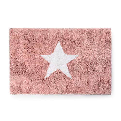 Montse Interiors, S.L. - Alfombra Baño o Habitación Estrella de Microfibra Antideslizante, Modelo Stella Rosa, 50x80cm
