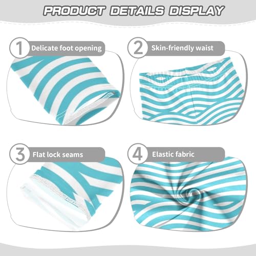 Girls' Leggings Ankle Length Printed Leggings Geometric Blue Wave Soft Comfortable Pants for Kids 4-10 Years4