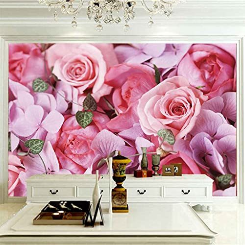 Canevas papier peint 3D fleur rose avec revêtement auto-adhésif
