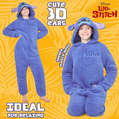 Disney Stitch Fleece Pyjama for Kids Teenagers - Hooded Pyjama 4-14 Years Kids PJs Comfy Loungewear Gifts for Girls4