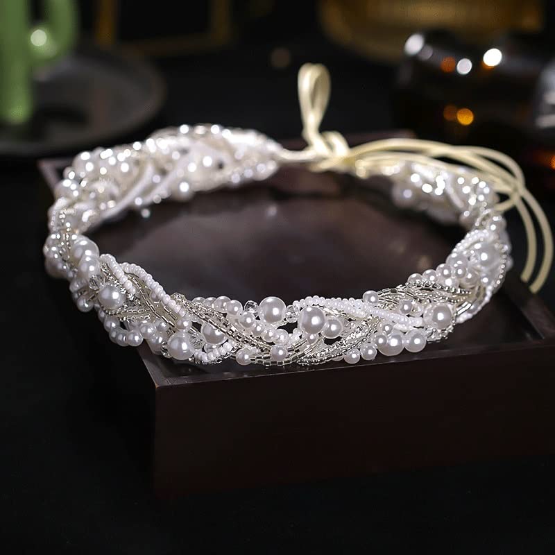 Diadema de perlas y accesorios de boda para tocados de mujer 4