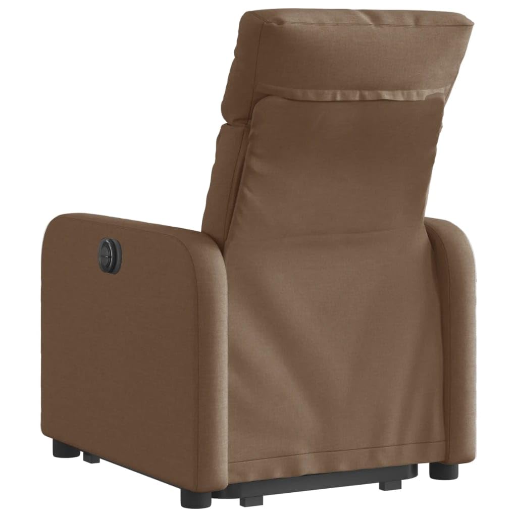 Fotel relaksacyjny z funkcją wspomagania wstawania, brązowy, tapicerka, ergonomiczna regulacja, z podnóżkiem i podłokietnikiem, do salonu, sypialni, biura, relaksu podczas czytania i