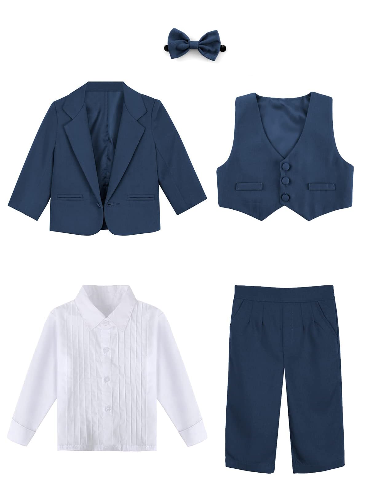 mintgreen Vestito Battesimo Neonato Maschio, 5 Pz Set Abito da Sposa Manica Lunga Smoking