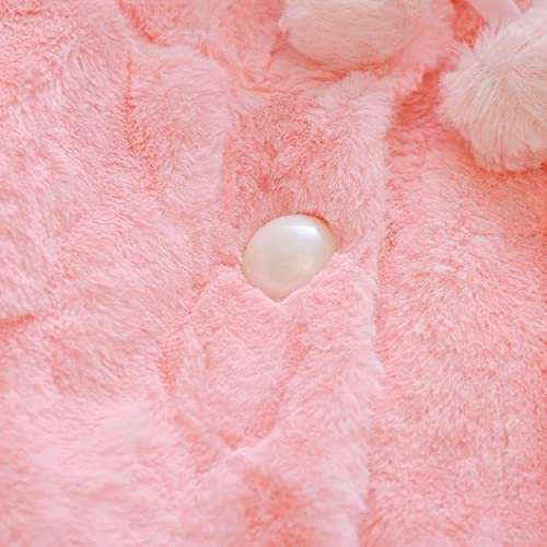 Toddler Girls Fleece Hooded Jacket Long Sleeve Bowknot Bunny Cloak Coat Winter Cute Thick Button Outwear4