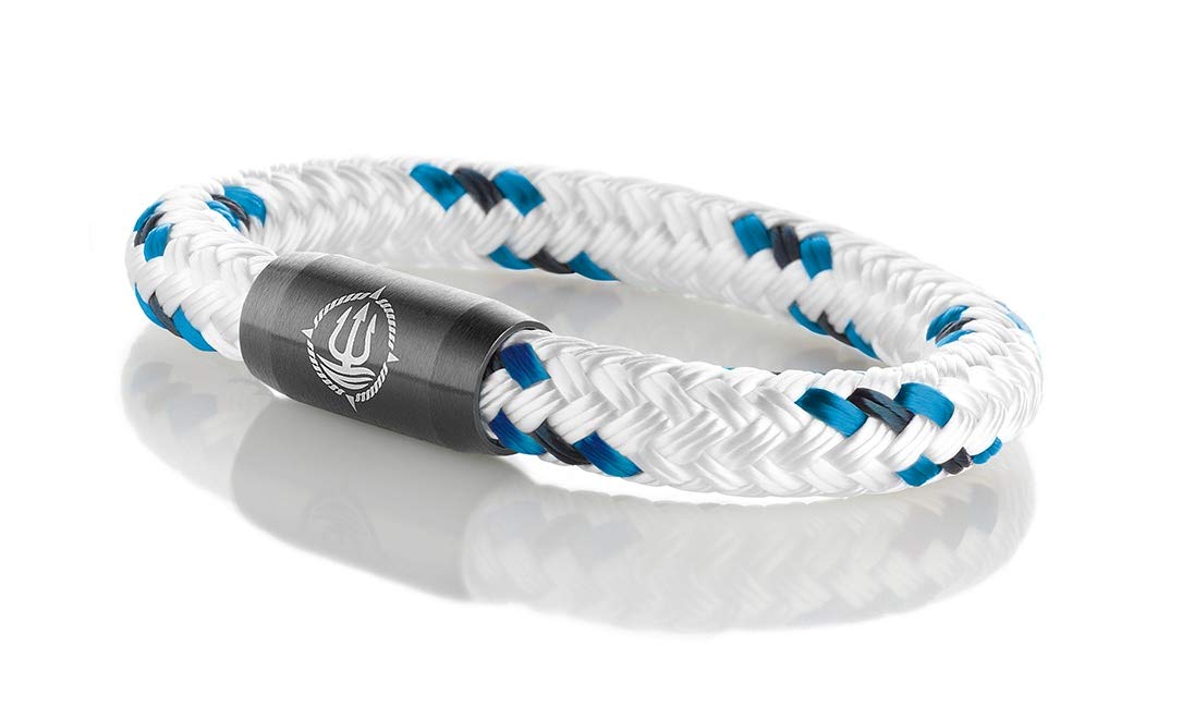 Maritimes Seemannsgarn Segeltau Armband Borkum weiß-blau 8mm