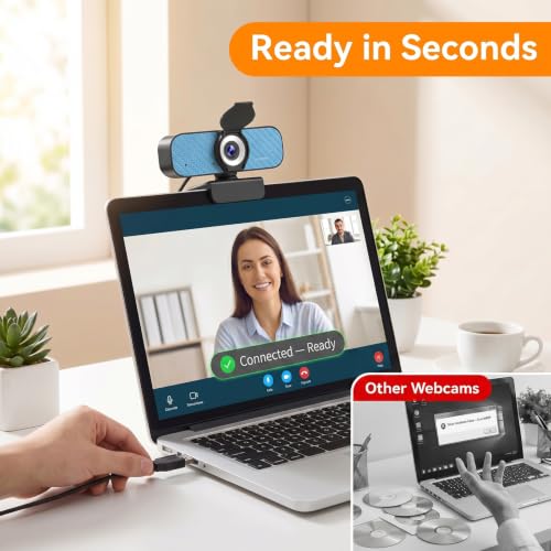 Image of 1080P Webcam for PC - Complete Your Setup, Built for Every Need | Plug and Play in Seconds, Crystal Clear Video, Noise-Canceling Mic, Works on Any Platform, Privacy Cover, Clip & 5ft Cable