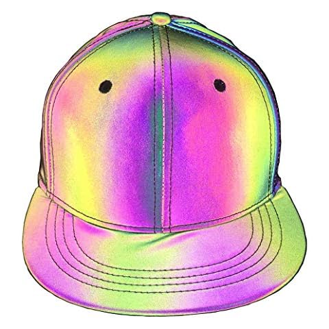 LZLRUN Rainbow Reflective Baseball Caps Men Fluorescent Hat Casual Night Halloween Cap Cover
