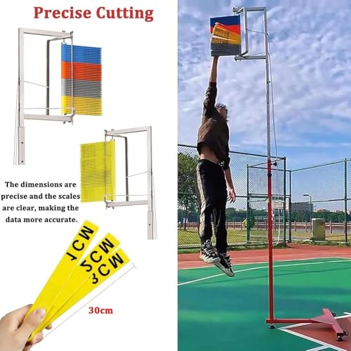 Generisch Verstellbarer Vertikalsprungtester – Robustes Messinstrument aus Metall mit Farbiger Fahne und Rückstellschnur – Ideal für Schulsport, Fitness und sportliche Leistungen