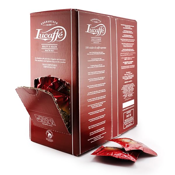 Lucaffè - Cafe capsulas ESE 44 mm, Mr. Exclusive 100% Arabica Long, pack de 150 monodosis compostables en papel para cafetera, Espresso Italiano | Tueste medio