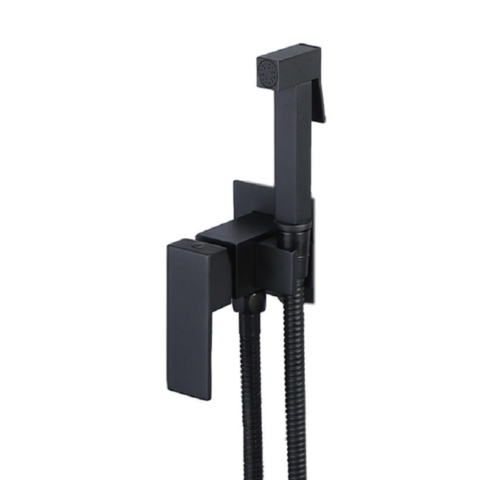 Grifo para El Wc Higiene Íntima para Sustitución Del Bidet Agua Fría Y Caliente Acero Inoxidable,Negro,Cuadrado