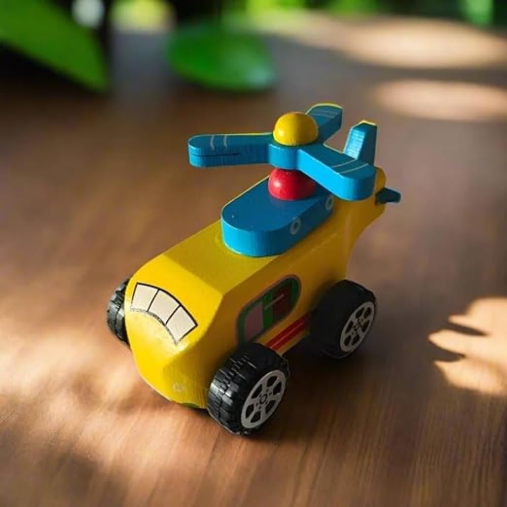 SubiMouIQ Wooden Wind-Up Pull String Helicopter – Multicolor Educational Toy for Toddlers, Infants & Kids 12 Months+ | Perfect Montessori Gift for Boys & Girls - Image 6 thumbnail