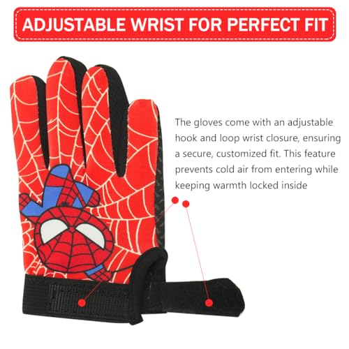 Image of PROBEROS Kids Cycling Gloves for Kids Riding Gloves with Cartoon Print Thermal Anti-Slip Full Finger Design for Children Age 6-9 Years