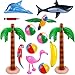 Produktbild 13 Stück Aufblasbare Palme Aufblasbare Flamingos Papagei Delphin Banane Strandbälle Spielzeug für Hawaii Party Dekor Luau Party Hintergrund - mit Luftpumpe