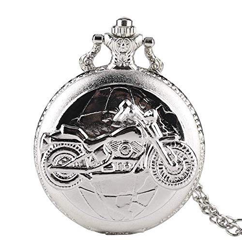 Orologio da Tasca accurato Moda Fumetto per Bambini Orologi Motociclette Modello 3D Orologio da Tasca al Quarzo con Collana Catena Orologio da Taschino Divertente Uomo Donna Regalo in Argento