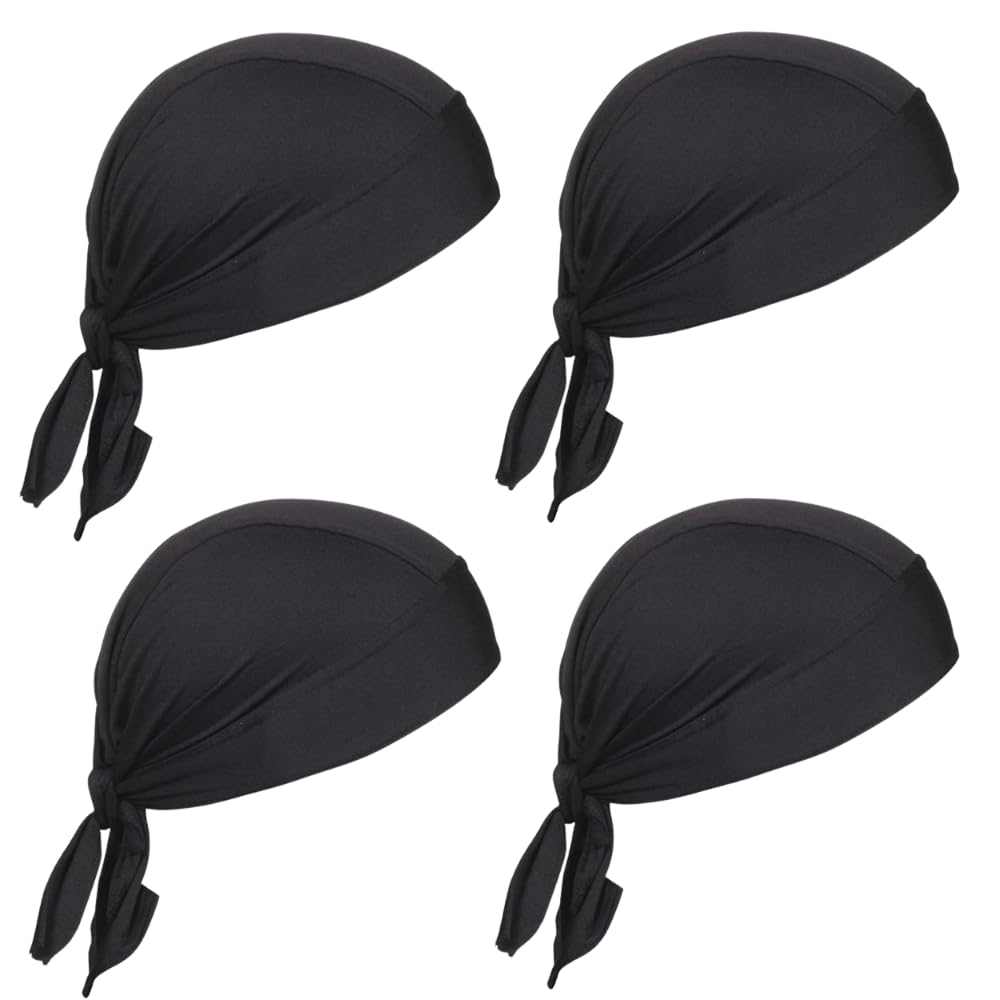 Helmet Cap for Men Headwear Skull Cap Helmet Hair Protection Cap Hat Bandana & Head Wrap for Motorcycling, Running, Hiking, Cooking & Outdoor Black