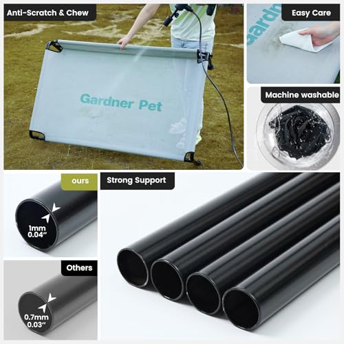 Gardner Pet Hundeliege Outdoor, Erhöhtes Hund Haustierbett, Kühlendes Hundebett für Draußen, Haustierliege Waschbar und Robuster mit guter Luftzirkulation, Grau, M, 107 x 76 x 31 cm
