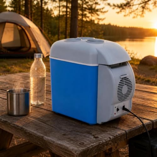 Image of 7.5L Mini Fridge 12V /220V Dual Electrical Potential Mini Fridge Compact Size Electric Chiller and Warmer for Travel, Office, Dorm Room